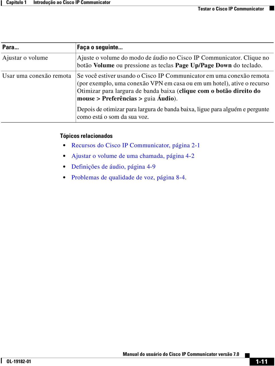 Se você estiver usando o Cisco IP Communicator em uma conexão remota (por exemplo, uma conexão VPN em casa ou em um hotel), ative o recurso Otimizar para largura de banda baixa (clique com o botão