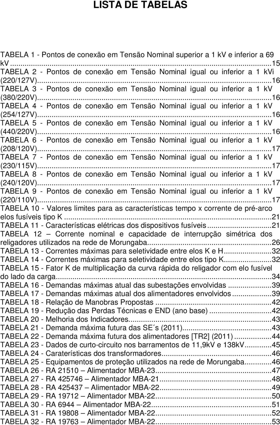 .. 16 TABELA 5 - Pontos de conexão em Tensão Nominal igual ou inferior a 1 kviiiii (440/220V)... 16 TABELA 6 - Pontos de conexão em Tensão Nominal igual ou inferior a 1 kviiiii (208/120V).