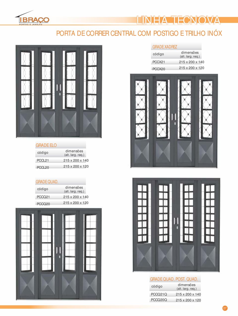 larg. ) 215 x 200 x 215 x 200 x GRADE QUAD. PCCQ21 PCCQ20 (alt. larg.