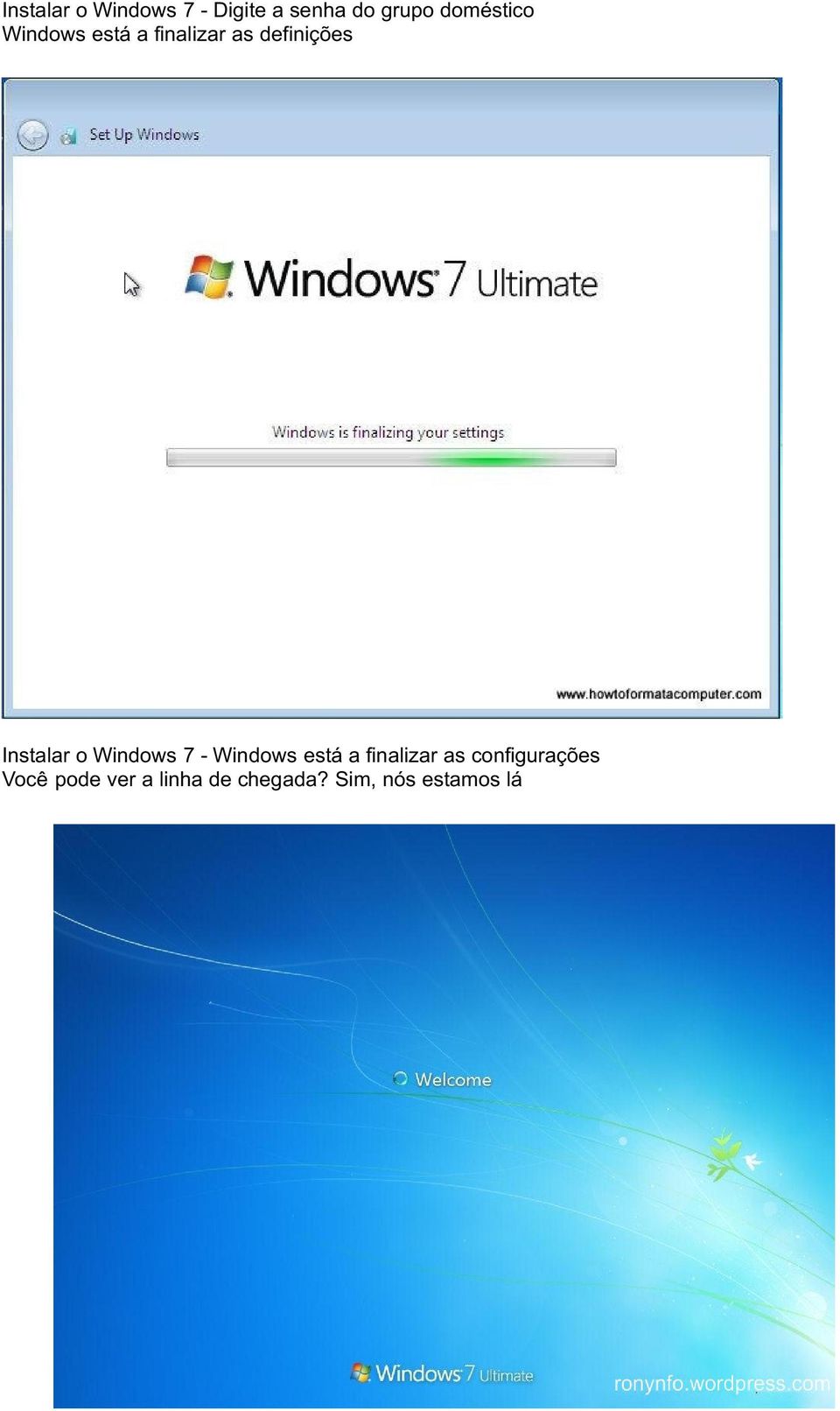 Instalar o Windows 7 - Windows está a finalizar as