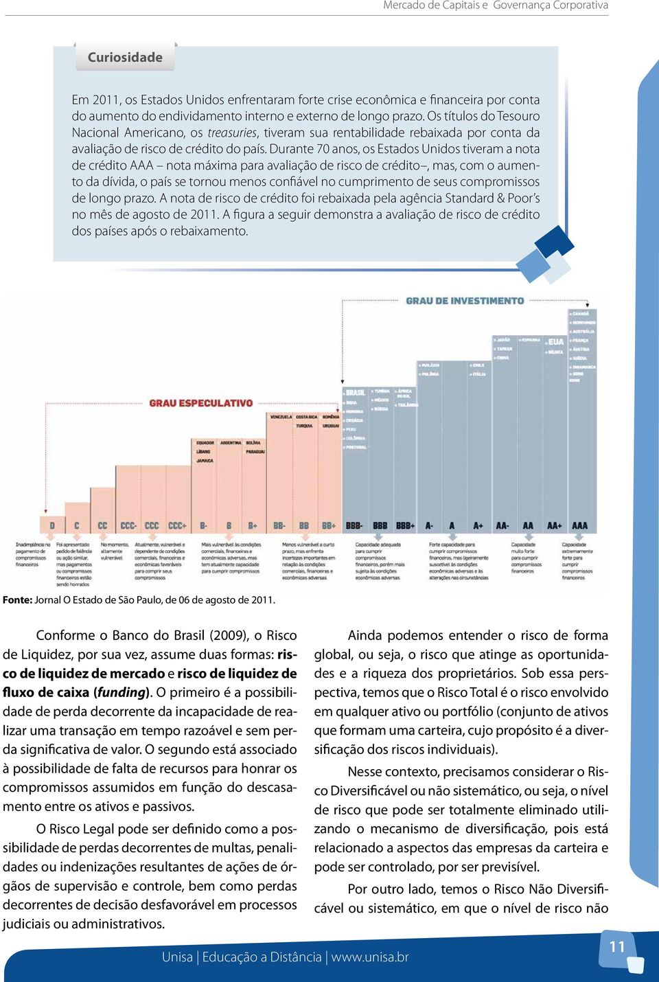 Durante 70 anos, os Estados Unidos tiveram a nota de crédito AAA nota máxima para avaliação de risco de crédito, mas, com o aumento da dívida, o país se tornou menos confiável no cumprimento de seus