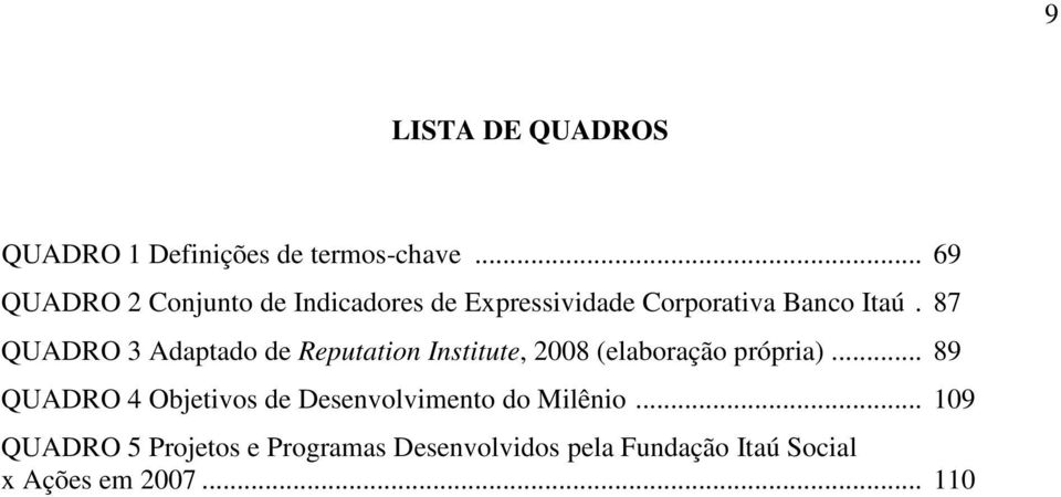 87 QUADRO 3 Adaptado de Reputation Institute, 2008 (elaboração própria).