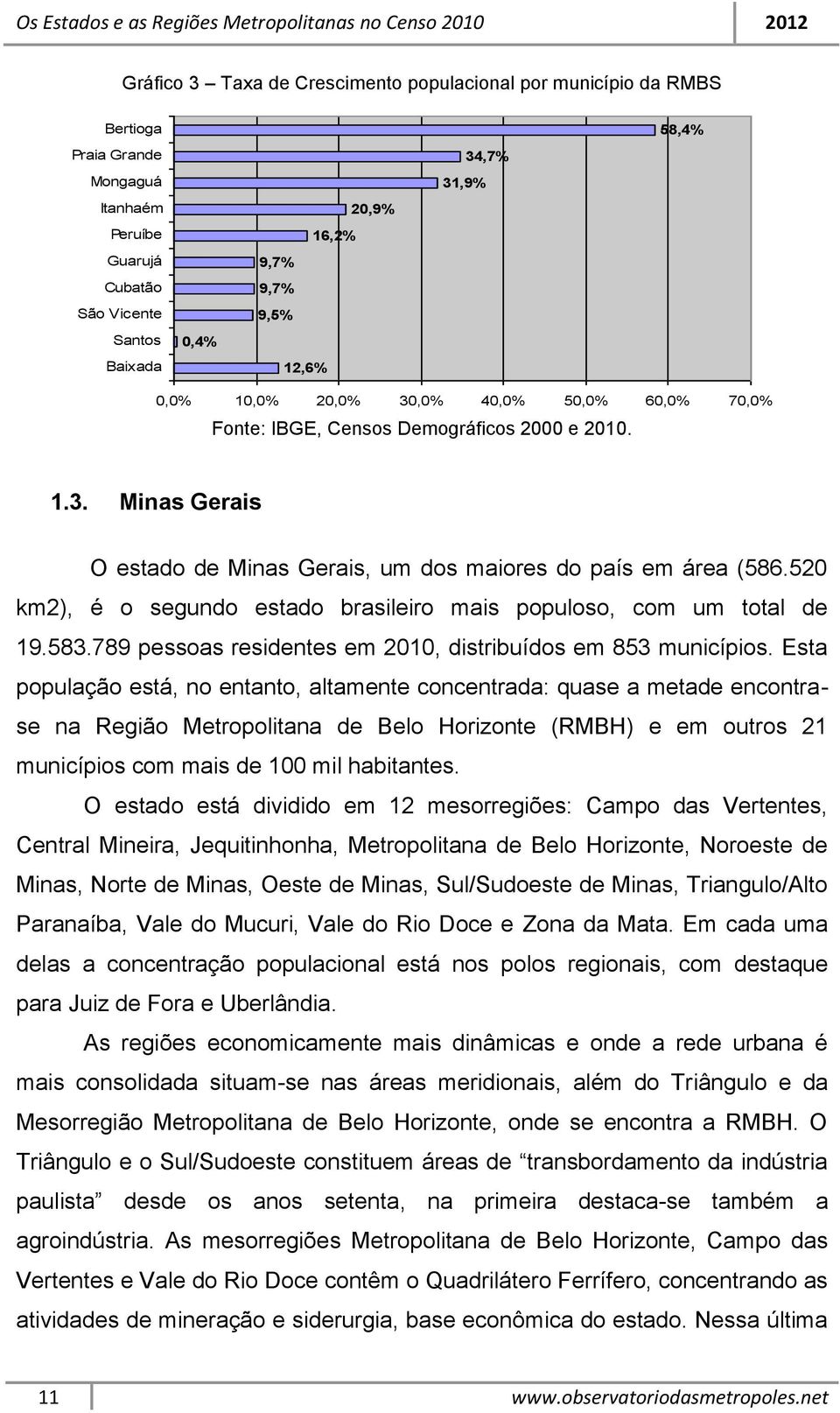 520 km2), é o segundo estado brasileiro mais populoso, com um total de 19.583.789 pessoas residentes em 2010, distribuídos em 853 municípios.