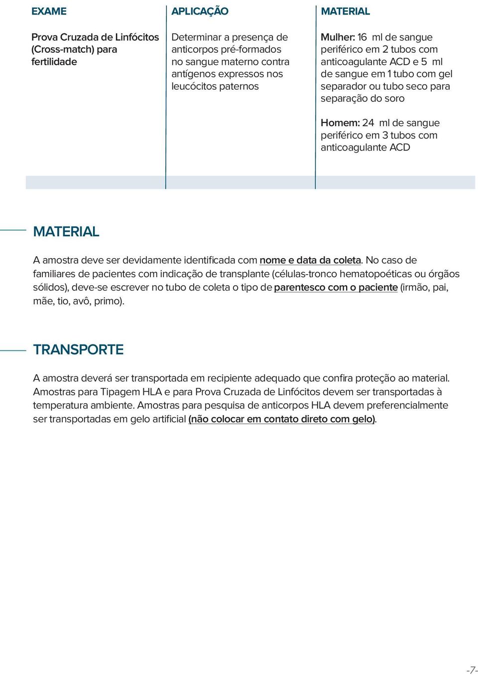 tubos com anticoagulante ACD MATERIAL A amostra deve ser devidamente identificada com nome e data da coleta.