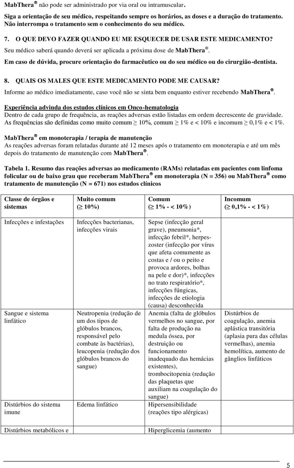 Seu médico saberá quando deverá ser aplicada a próxima dose de MabThera. Em caso de dúvida, procure orientação do farmacêutico ou do seu médico ou do cirurgião-dentista. 8.