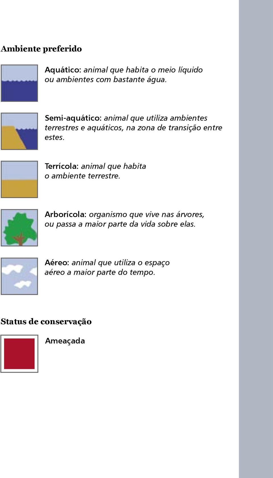 Terrícola: animal que habita o ambiente terrestre.