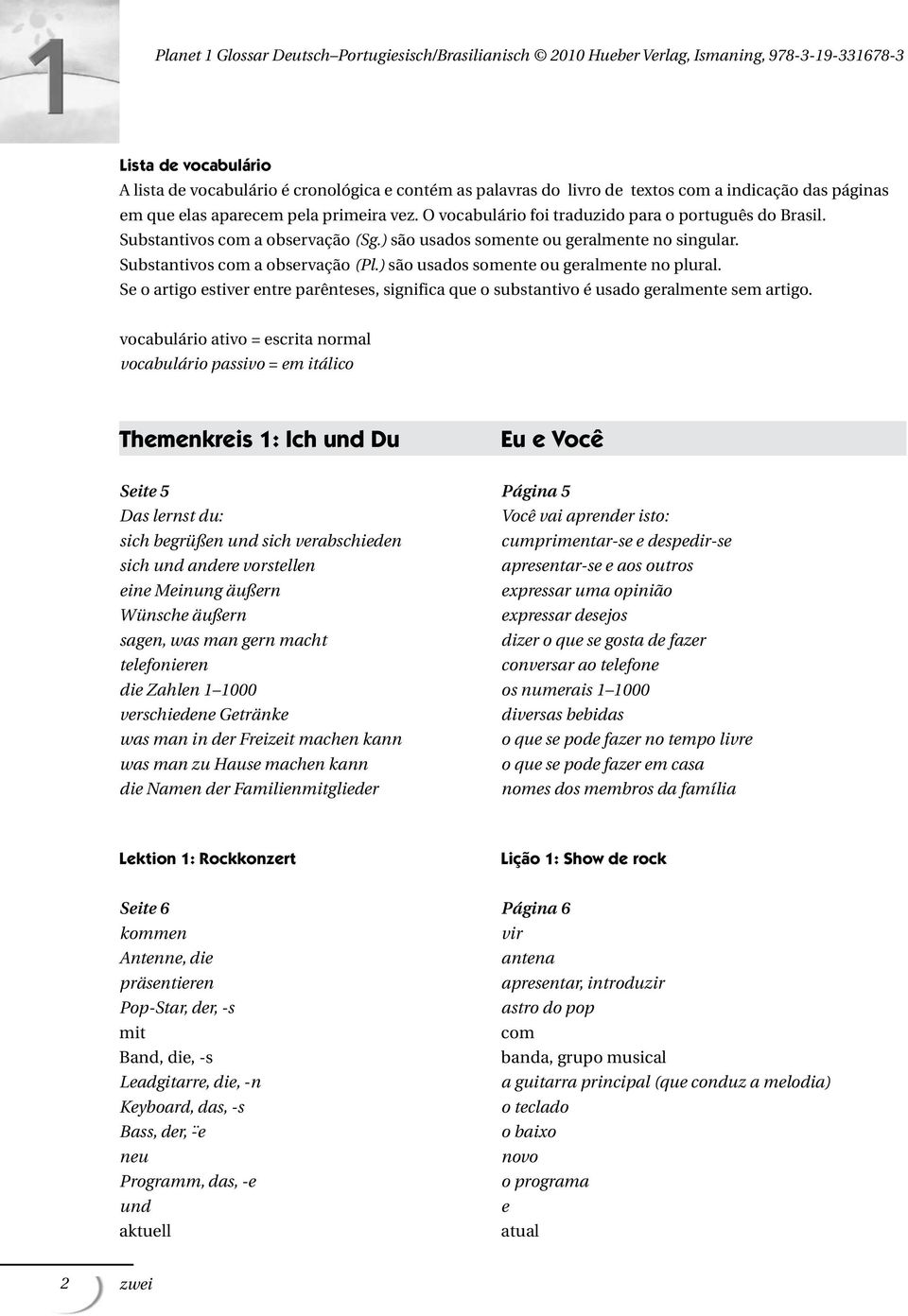 ) são usados somente ou geralmente no plural. Se o artigo estiver entre parênteses, significa que o substantivo é usado geralmente sem artigo.