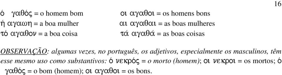 português, os adjetivos, especialmente os masculinos, têm esse mesmo uso como substantivos: o/