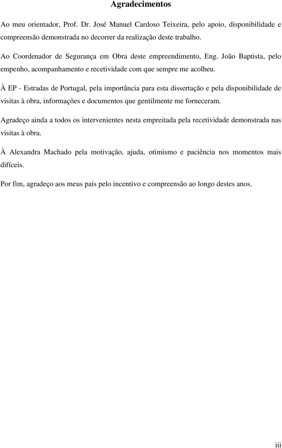 À EP - Estradas de Portugal, pela importância para esta dissertação e pela disponibilidade de visitas à obra, informações e documentos que gentilmente me forneceram.