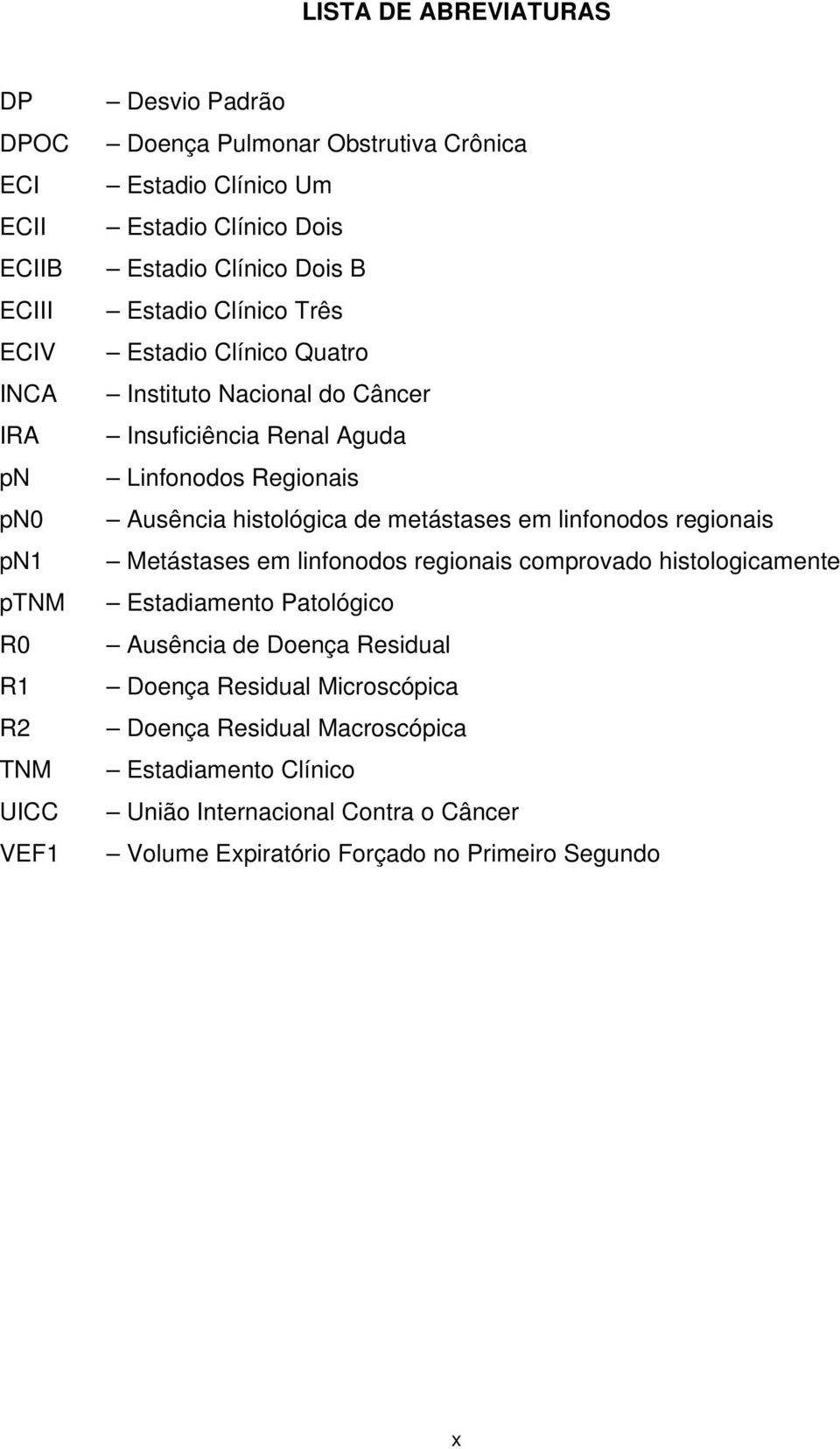 Ausência histológica de metástases em linfonodos regionais Metástases em linfonodos regionais comprovado histologicamente Estadiamento Patológico Ausência de Doença