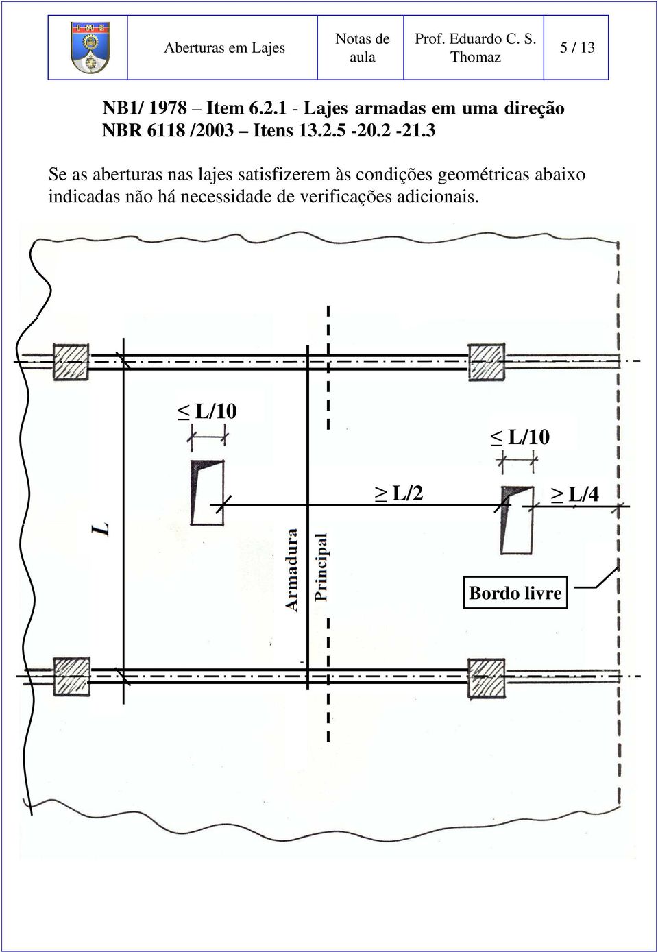 2-21.3 Se as aberturas nas lajes satisfizerem às condições