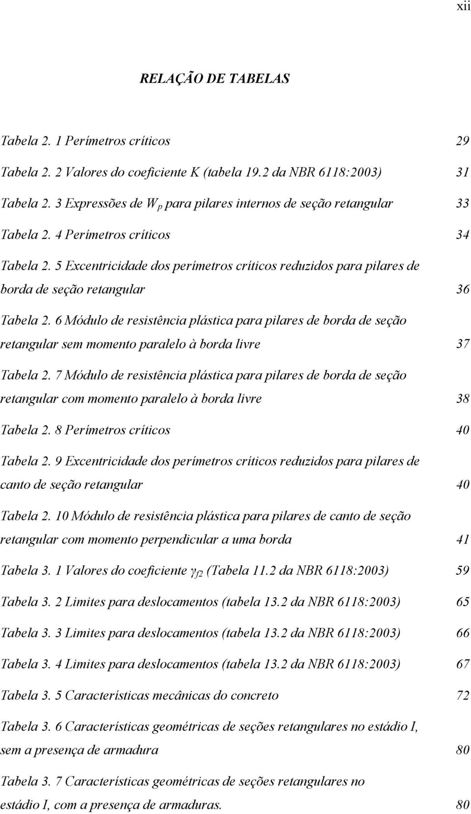 6 Módulo de resistência plástica para pilares de borda de seção retangular sem momento paralelo à borda livre 37 Tabela.