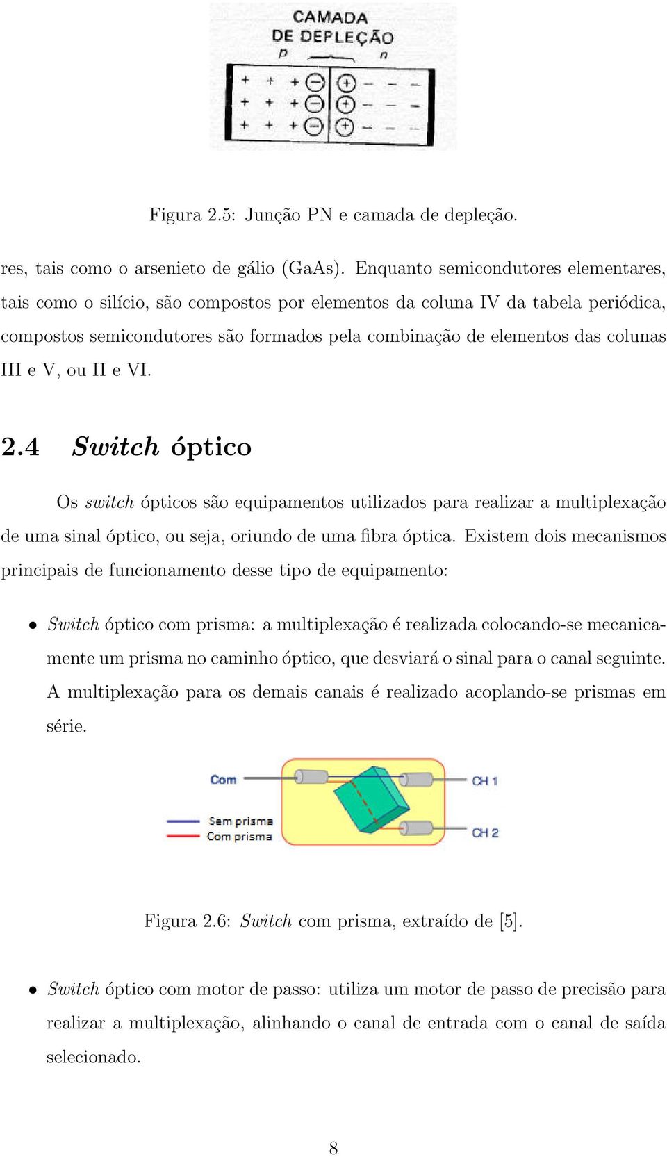 III e V, ou II e VI. 2.4 Switch óptico Os switch ópticos são equipamentos utilizados para realizar a multiplexação de uma sinal óptico, ou seja, oriundo de uma fibra óptica.