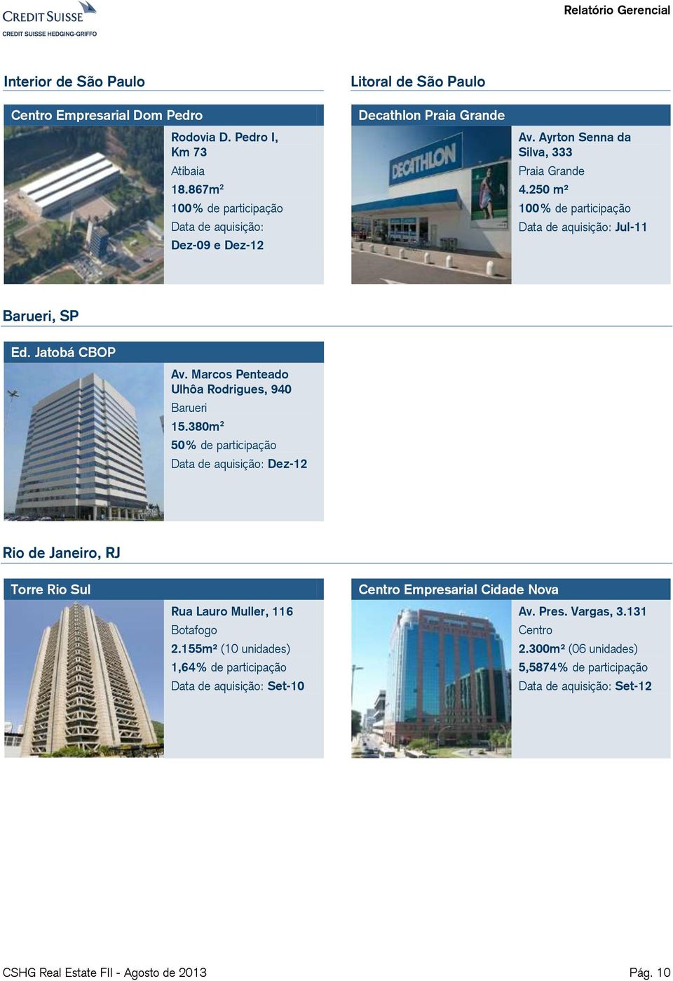 250 m² Data de aquisição: Jul-11 Barueri, SP Ed. Jatobá CBOP Av. Marcos Penteado Ulhôa Rodrigues, 940 Barueri 15.