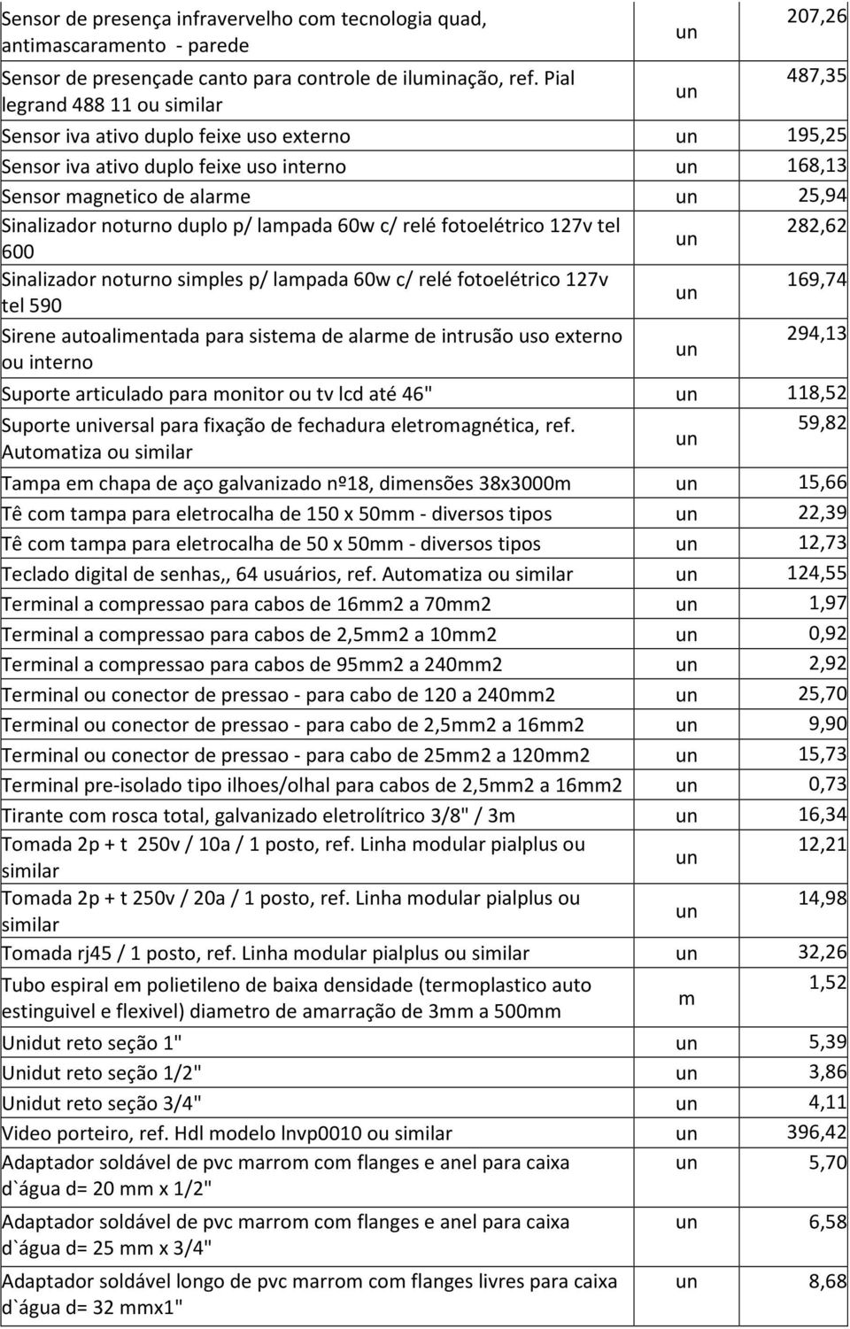 lampada 60w c/ relé fotoelétrico 127v tel 282,62 600 Sinalizador noturno simples p/ lampada 60w c/ relé fotoelétrico 127v 169,74 tel 590 Sirene autoalimentada para sistema de alarme de intrusão uso