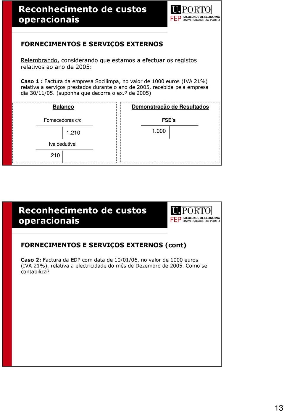 (suponha que decorre o ex.º de 2005) Balanço Fornecedores c/c 1.210 Demonstração de Resultados 1.