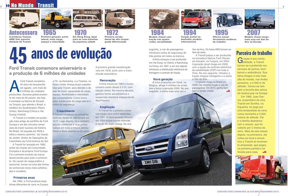 produto internacional Oficina móvel: ferramenta moderna de trabalho Modelo chassi longo: mais uma vez Van do Ano na Europa 45 Ford Transit comemora aniversário e a produção de 6 milhões de unidades