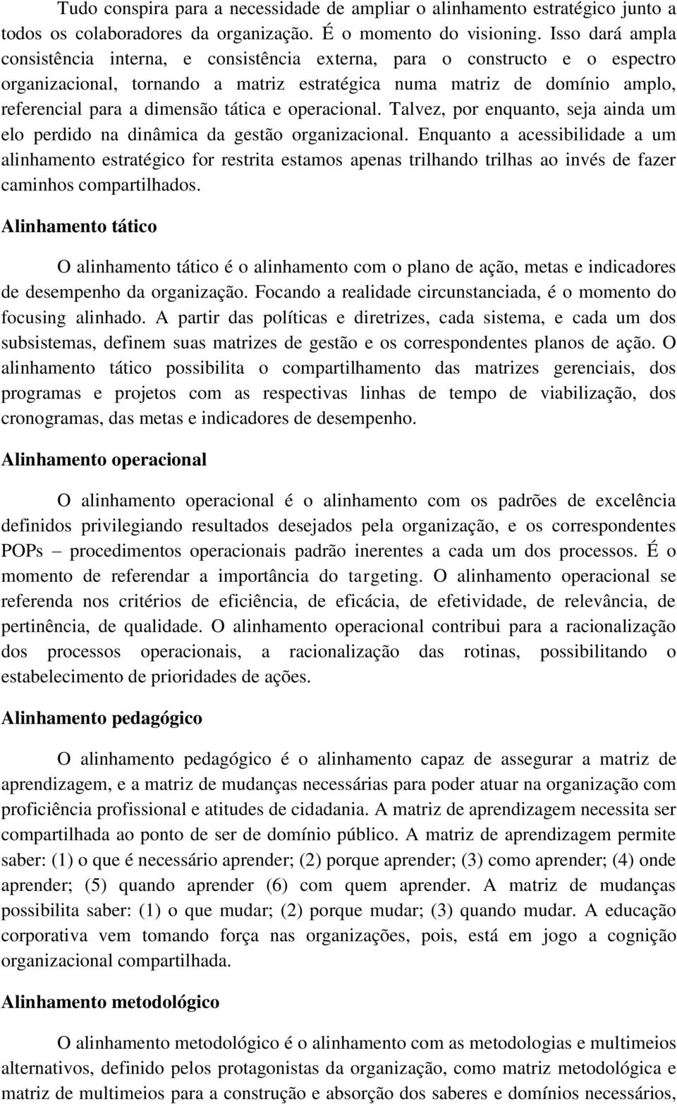 tática e operacional. Talvez, por enquanto, seja ainda um elo perdido na dinâmica da gestão organizacional.