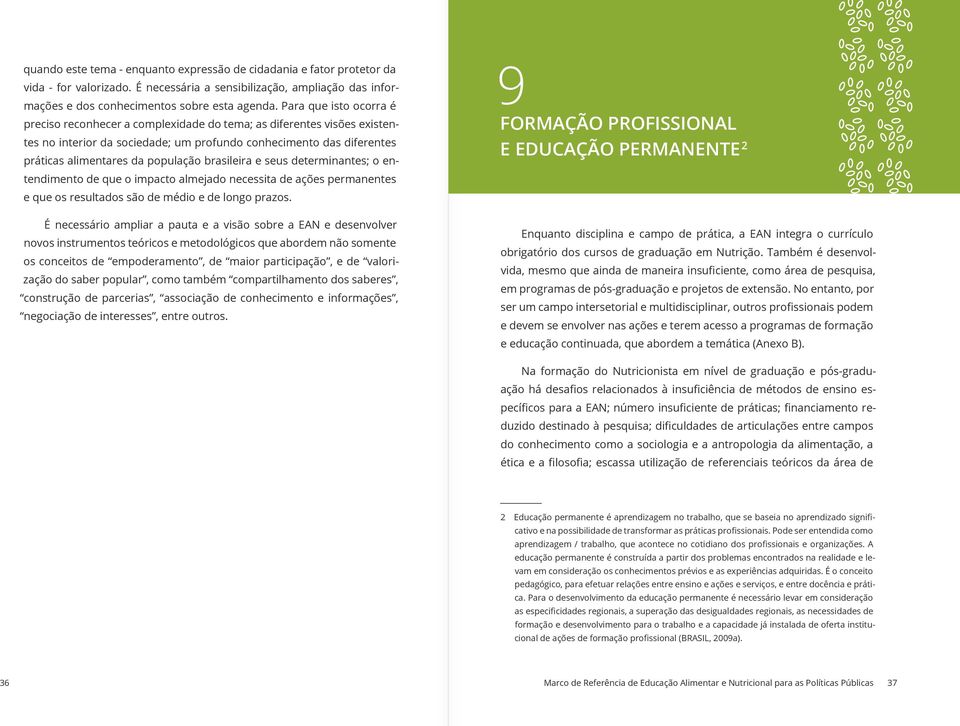 brasileira e seus determinantes; o entendimento de que o impacto almejado necessita de ações permanentes e que os resultados são de médio e de longo prazos.