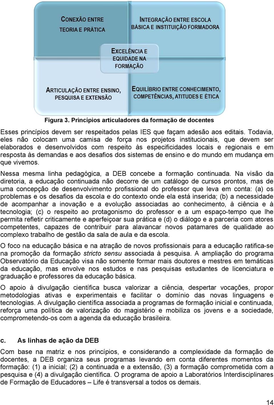 desafios dos sistemas de ensino e do mundo em mudança em que vivemos. Nessa mesma linha pedagógica, a DEB concebe a formação continuada.