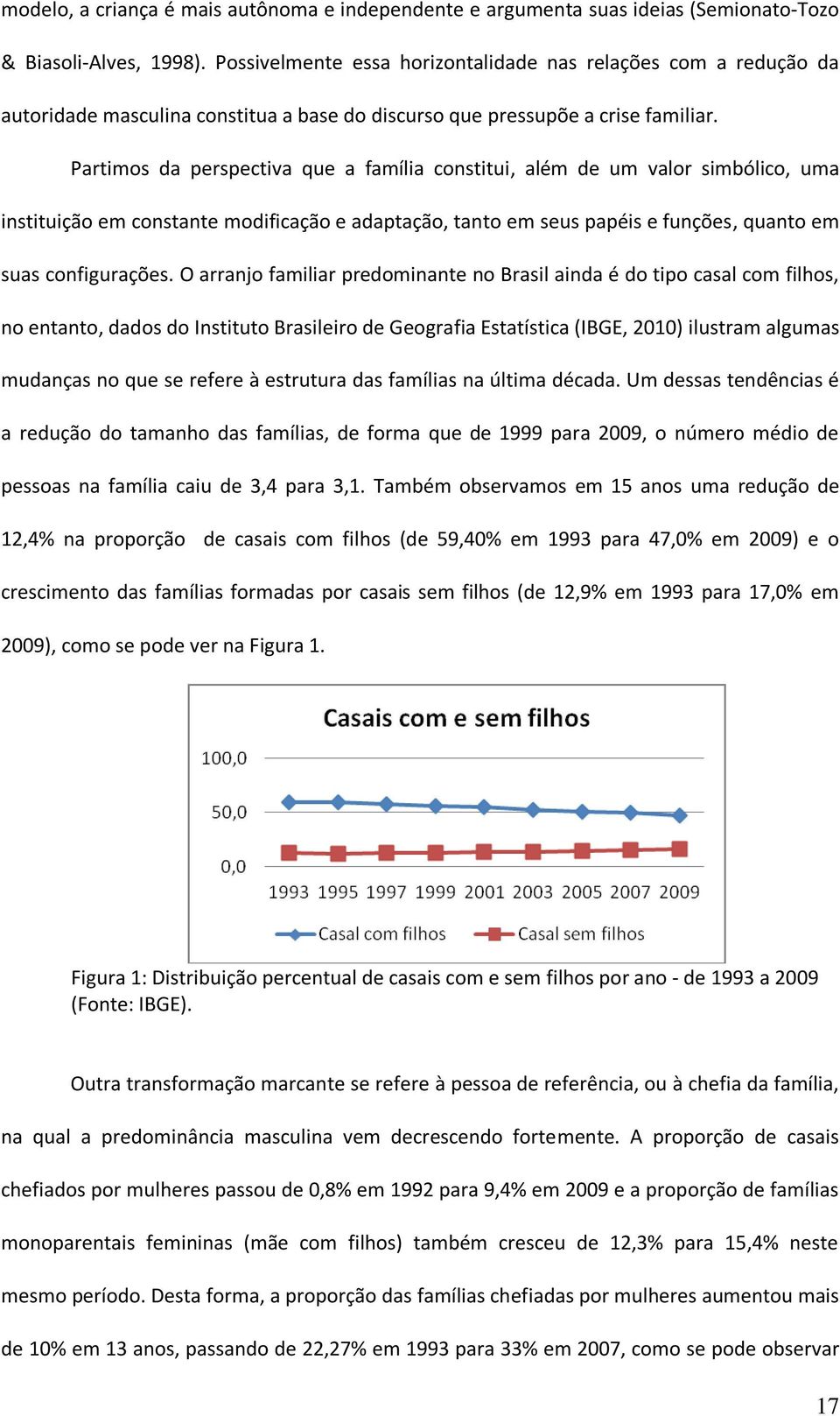 Partimos da perspectiva que a família constitui, além de um valor simbólico, uma instituição em constante modificação e adaptação, tanto em seus papéis e funções, quanto em suas configurações.