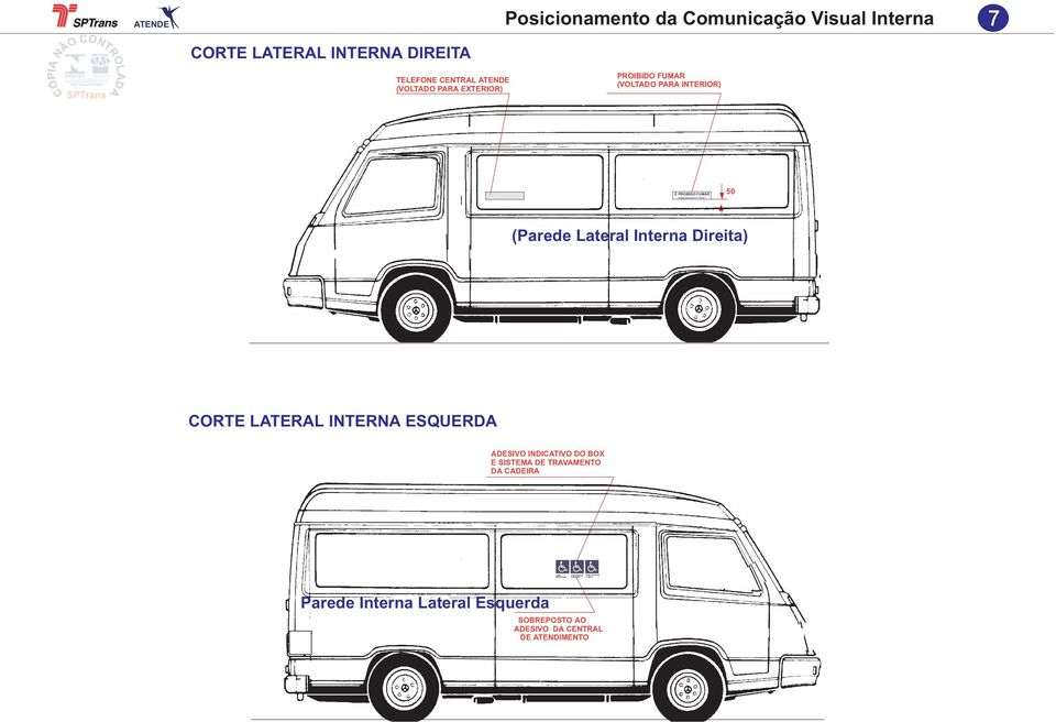 EXTERIOR) PROIBIDO FUMAR (VOLTADO PARA INTERIOR) É PROIBIDO FUMAR 50 (Parede Lateral Interna Direita) CORTE LATERAL