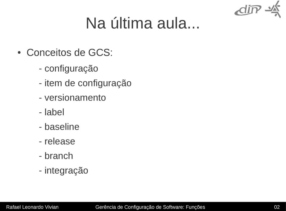 configuração - versionamento - label - baseline -