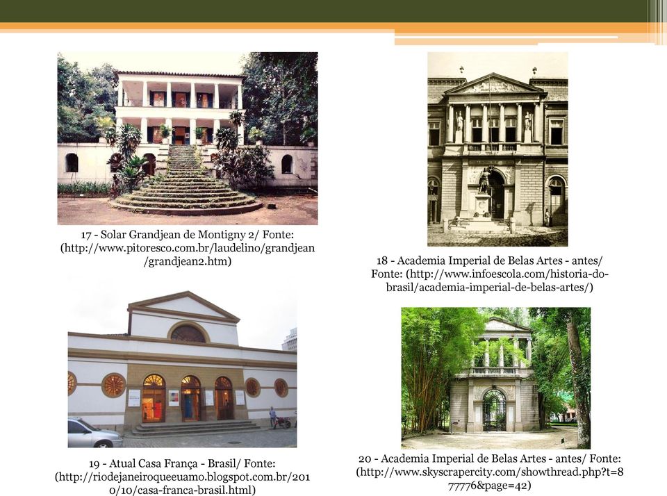 com/historia-dobrasil/academia-imperial-de-belas-artes/) 19 - Atual Casa França - Brasil/ Fonte: