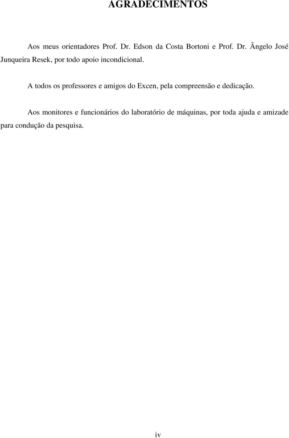 Ângelo José Junqueira Resek, por todo apoio incondicional.