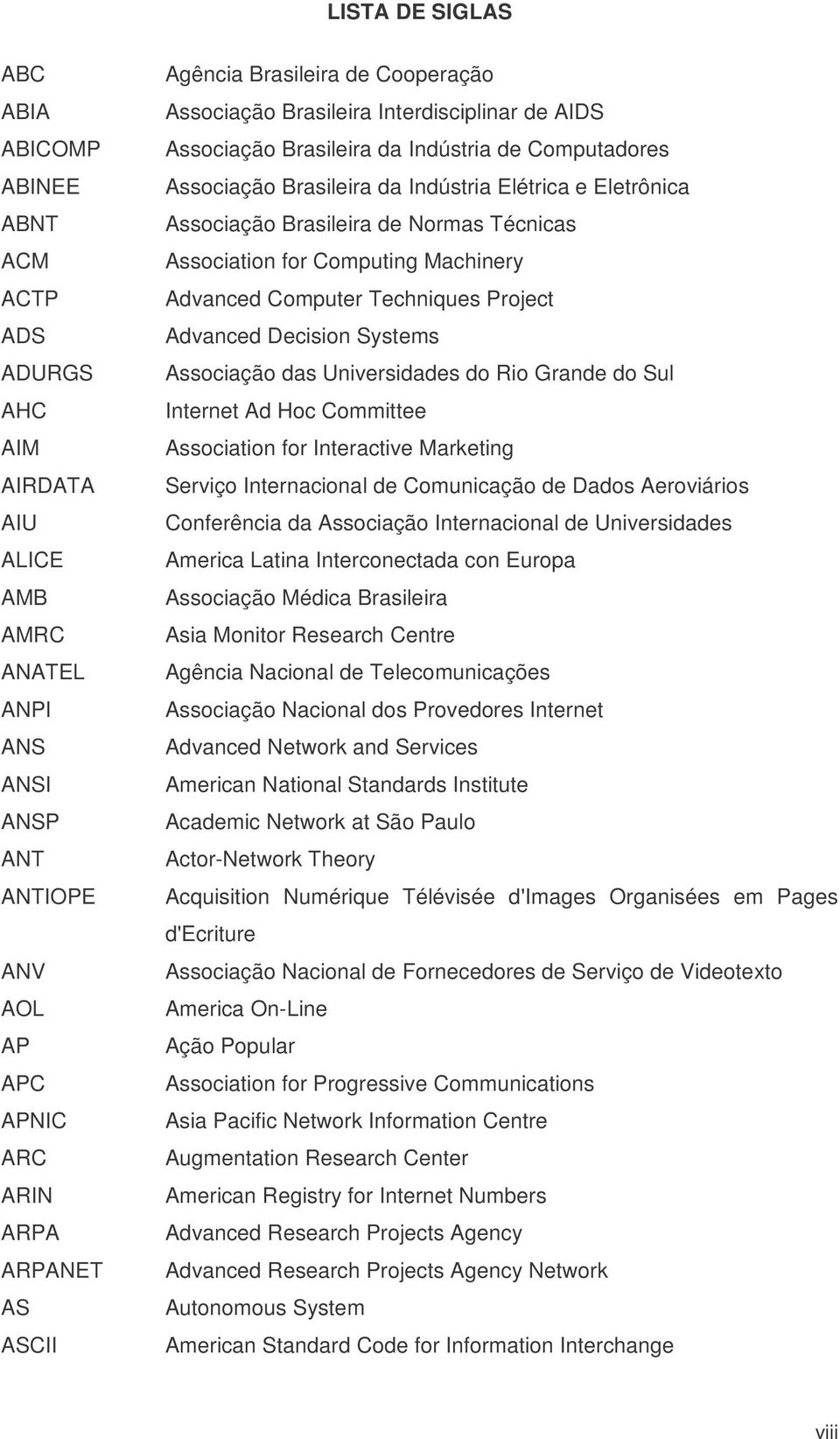 Brasileira de Normas Técnicas Association for Computing Machinery Advanced Computer Techniques Project Advanced Decision Systems Associação das Universidades do Rio Grande do Sul Internet Ad Hoc