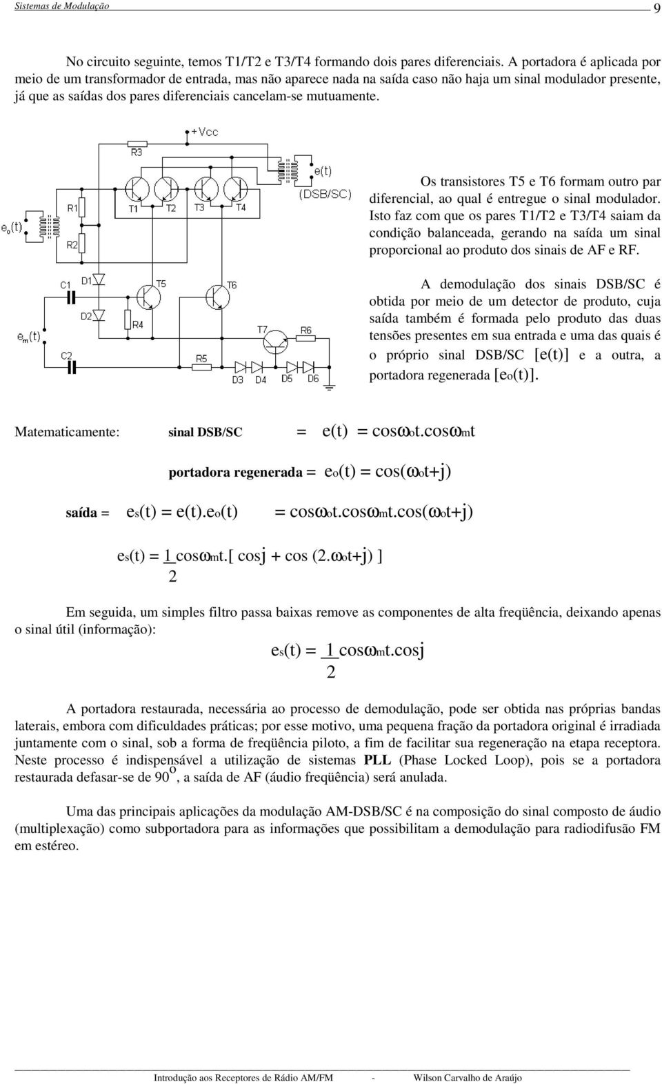 Os transistores T5 e T6 formam outro par diferencial, ao qual é entregue o sinal modulador.