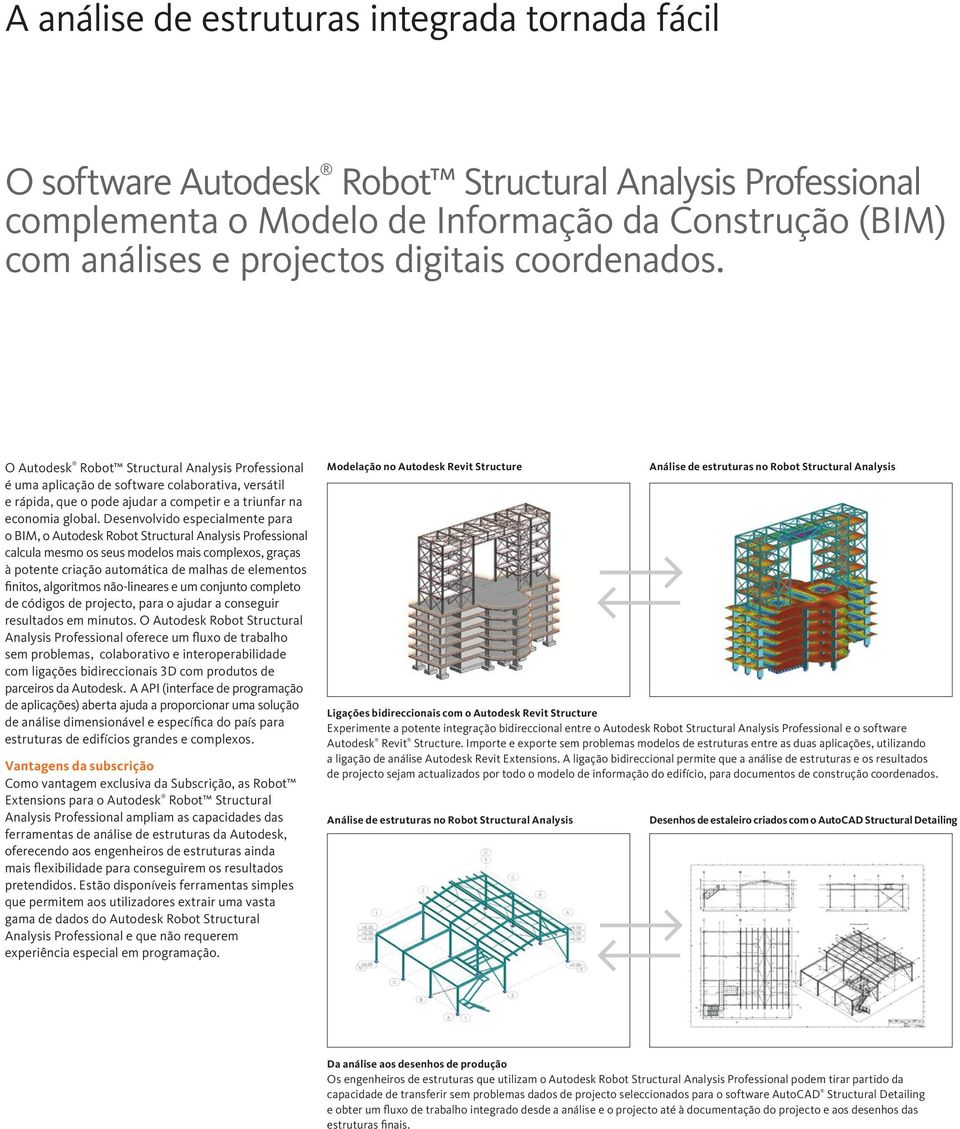 Desenvolvido especialmente para o BIM, o Autodesk Robot Structural Analysis Professional calcula mesmo os seus modelos mais complexos, graças à potente criação automática de malhas de elementos