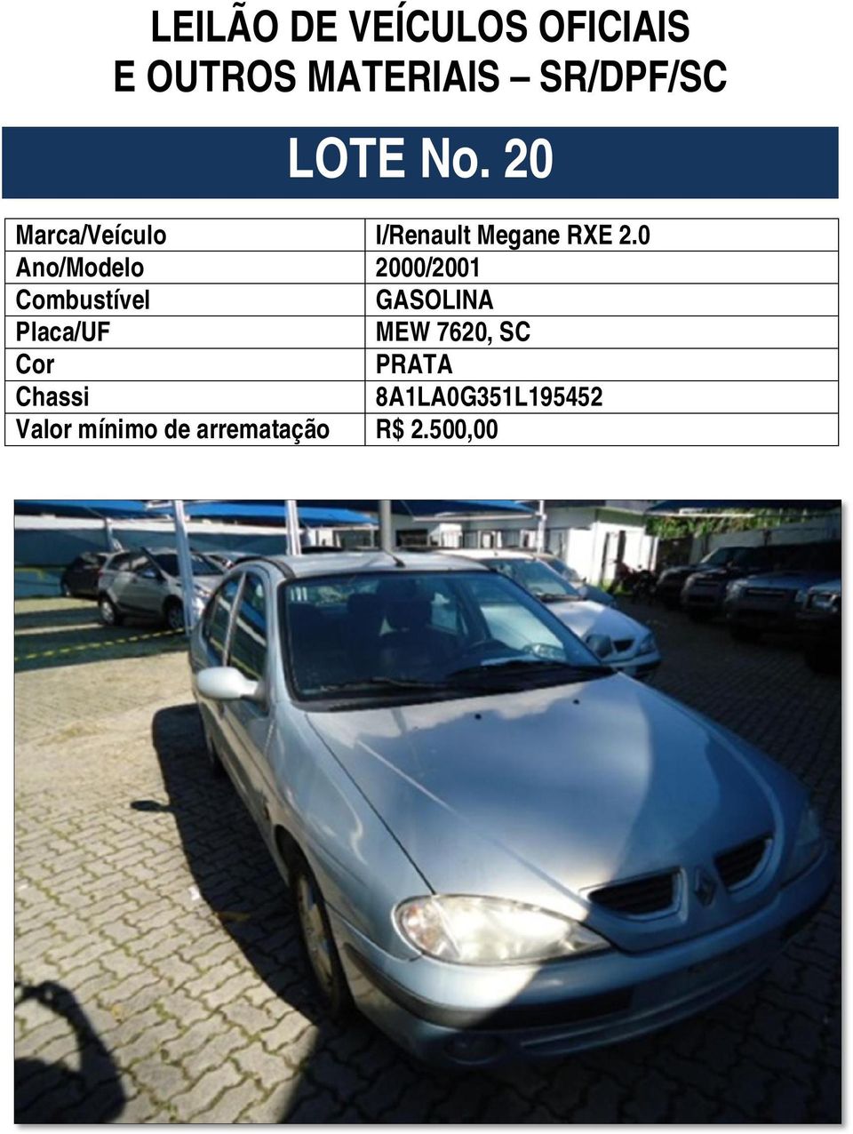 0 Ano/Modelo 2000/2001 MEW 7620,