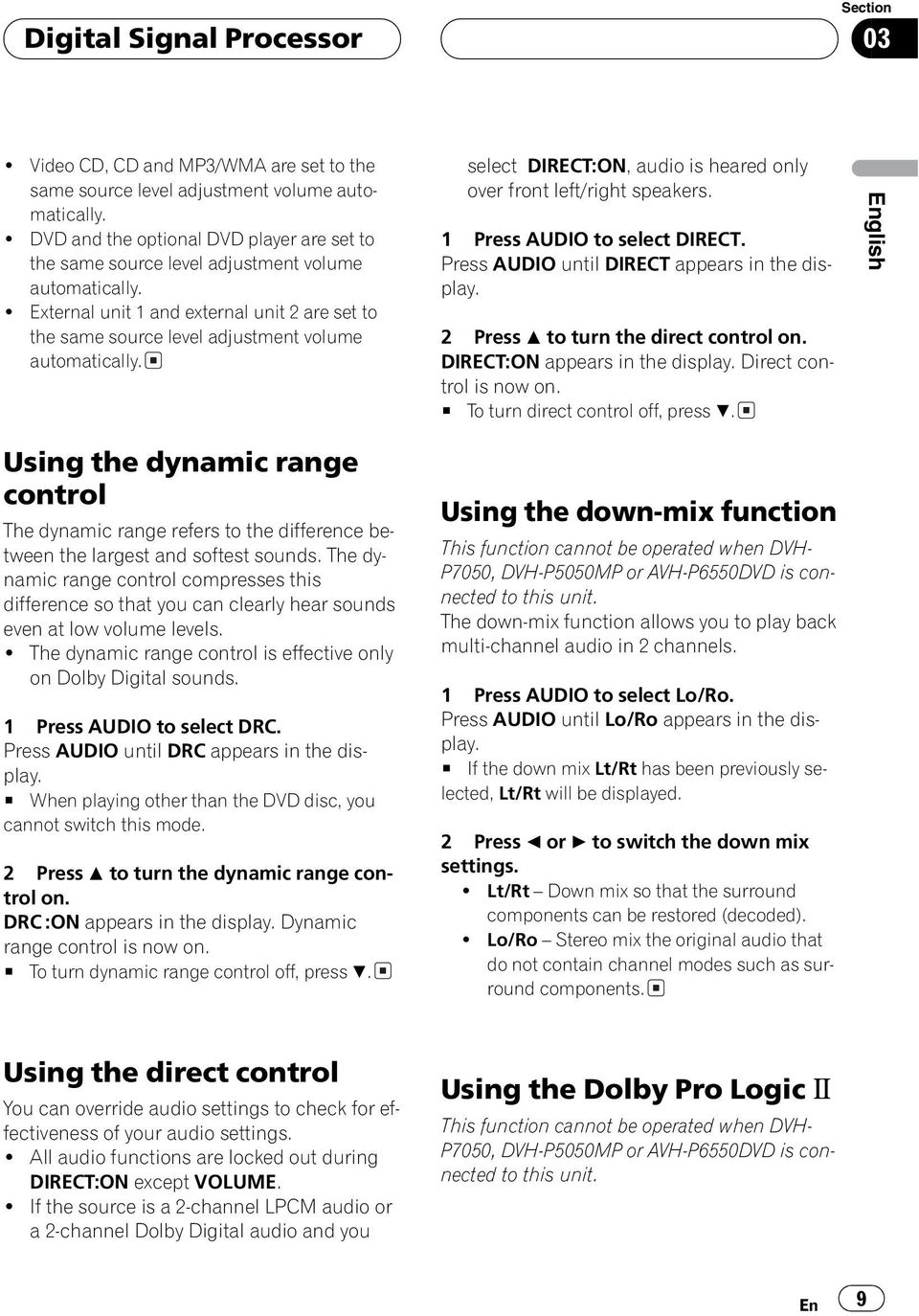 ! External unit 1 and external unit 2 are set to the same source level adjustment volume automatically.