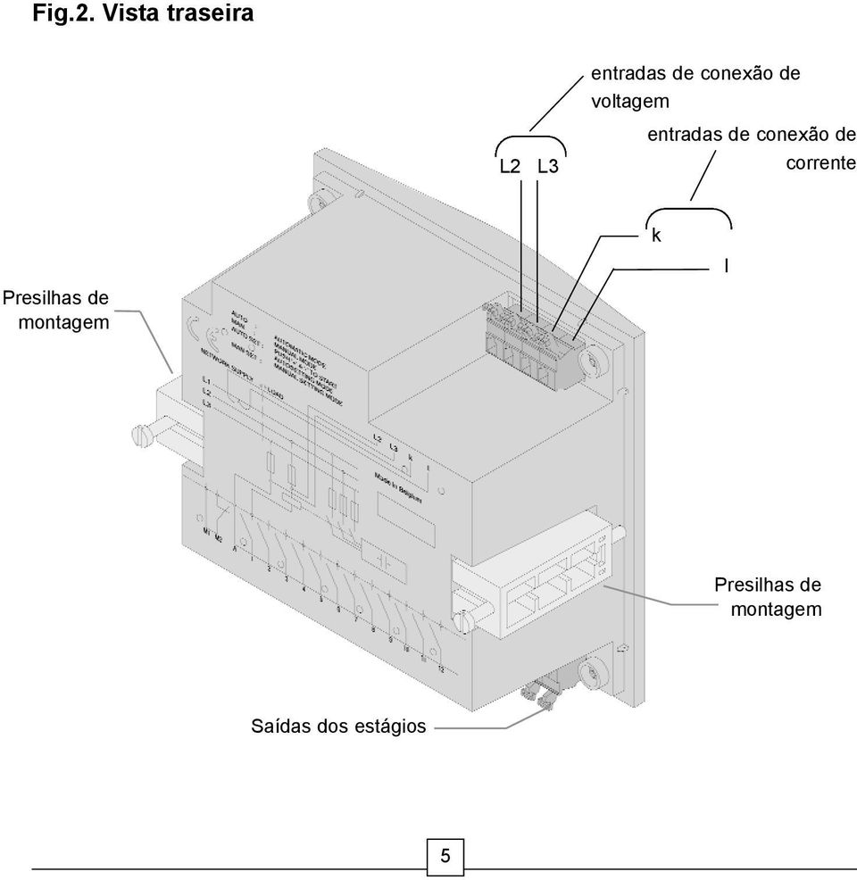 de voltagem entradas de conexão de