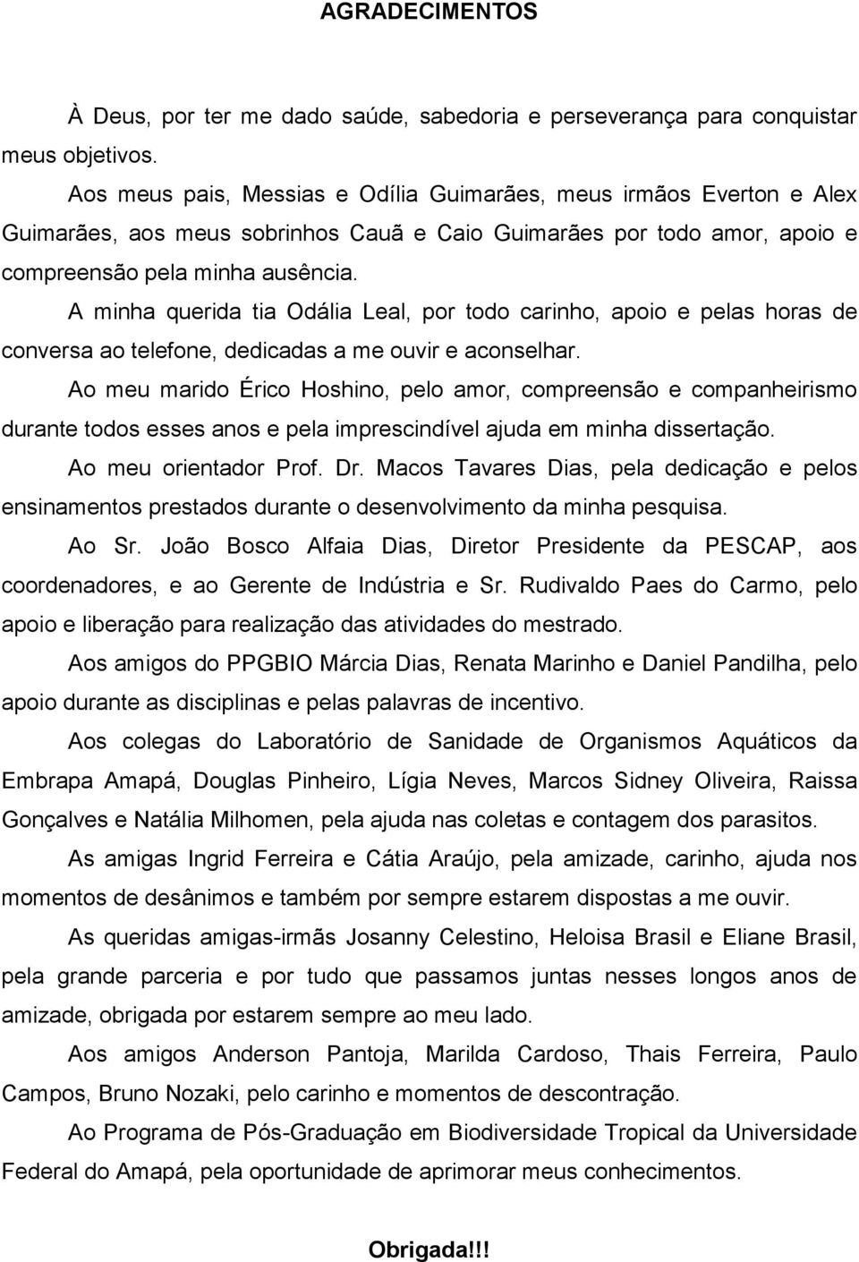 A minha querida tia Odália Leal, por todo carinho, apoio e pelas horas de conversa ao telefone, dedicadas a me ouvir e aconselhar.