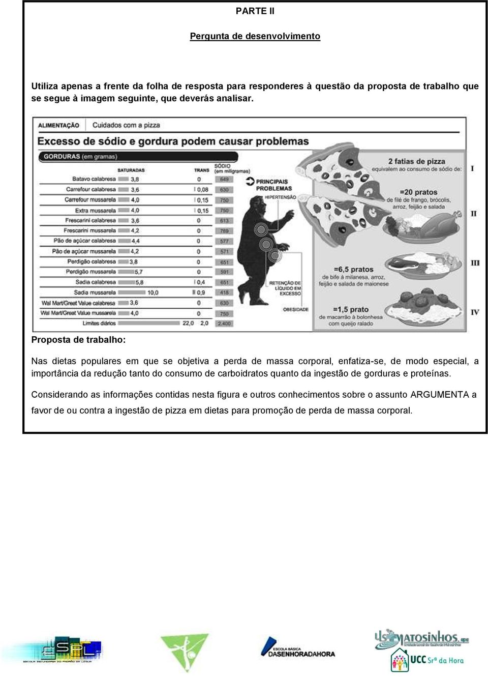 Proposta de trabalho: Nas dietas populares em que se objetiva a perda de massa corporal, enfatiza-se, de modo especial, a importância da redução