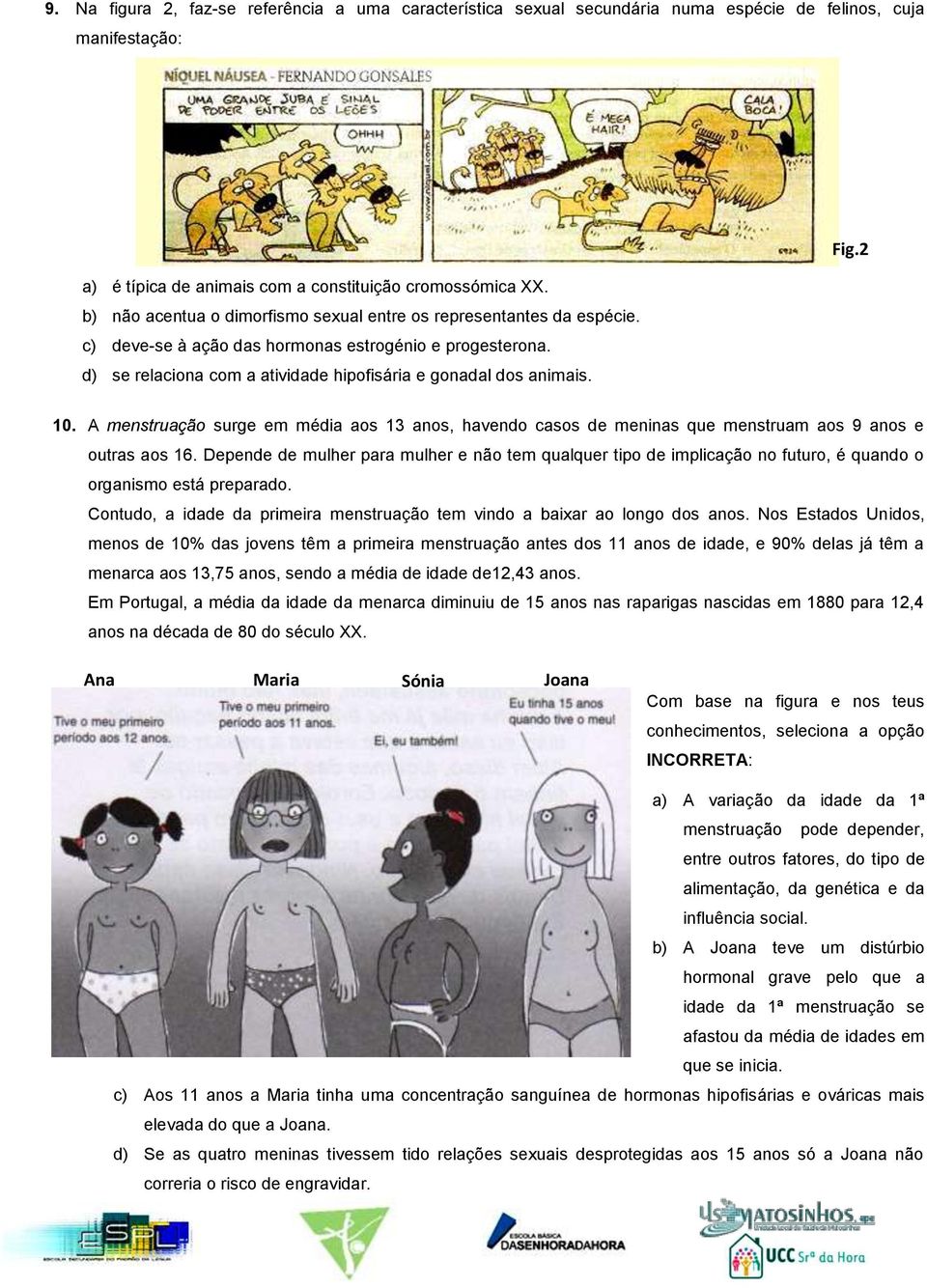 A menstruação surge em média aos 13 anos, havendo casos de meninas que menstruam aos 9 anos e outras aos 16.