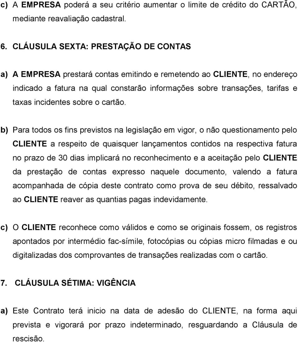 incidentes sobre o cartão.