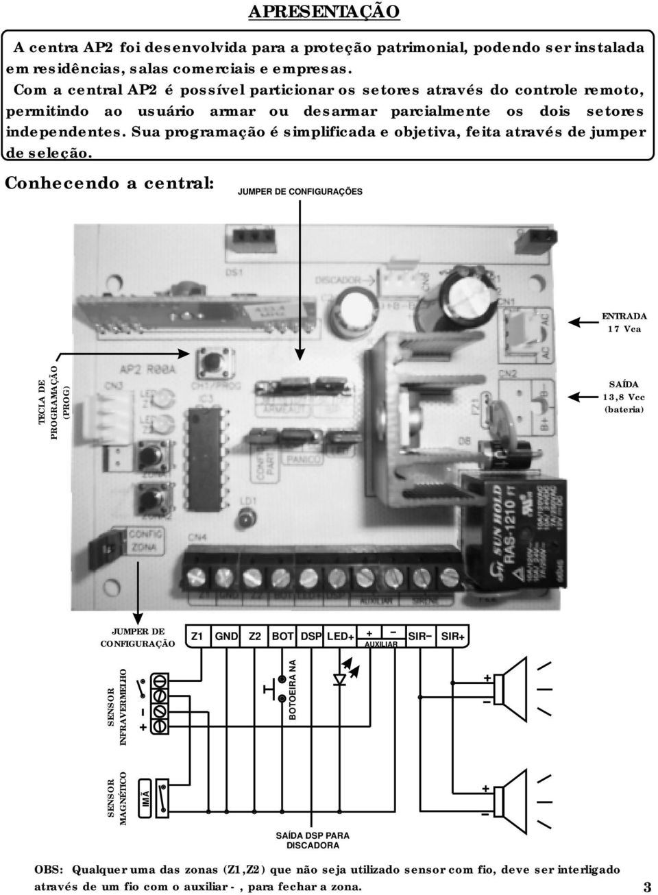 Sua programação é simplificada e objetiva, feita através de jumper de seleção.