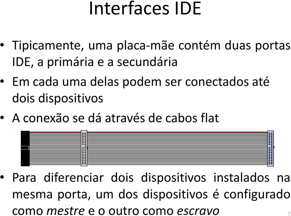 conexão se dá através de cabos flat Para diferenciar dois dispositivos