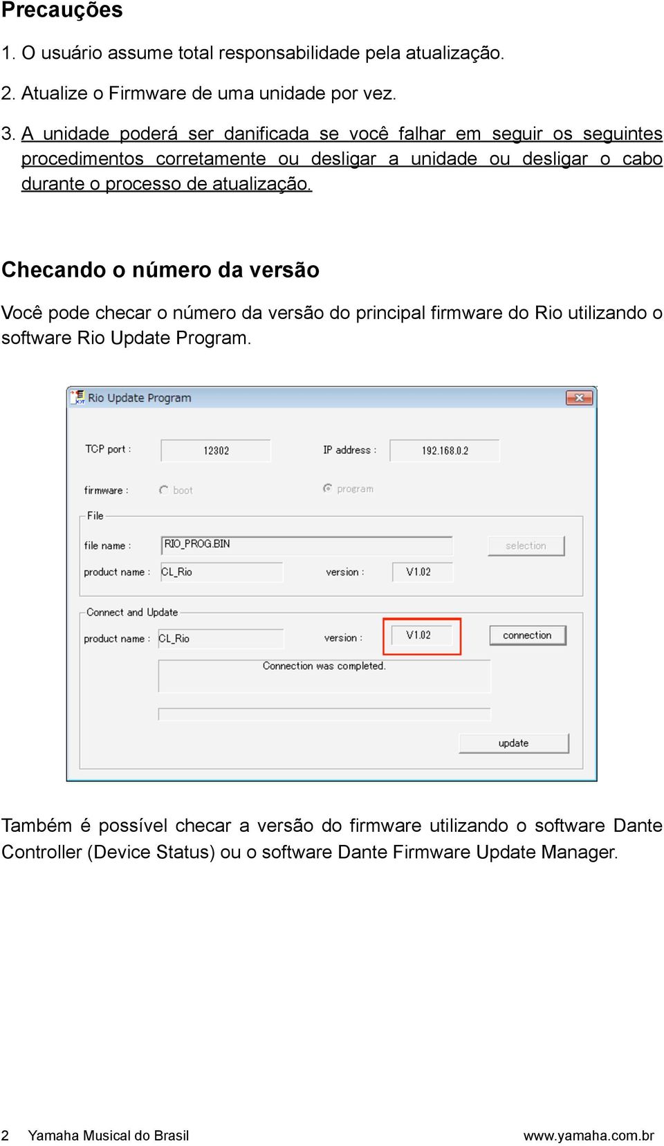 processo de atualização.