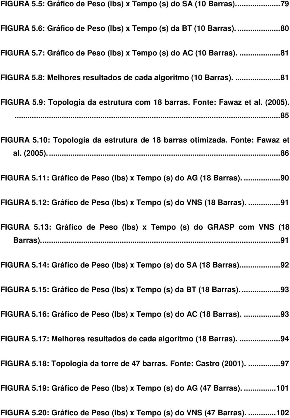 (2005)....85 FIGURA 5.10: Topologia da estrutura de 18 barras otimizada. Fonte: Fawaz et al. (2005)...86 FIGURA 5.11: Gráfico de Peso (lbs) x Tempo (s) do AG (18 Barras)....90 FIGURA 5.