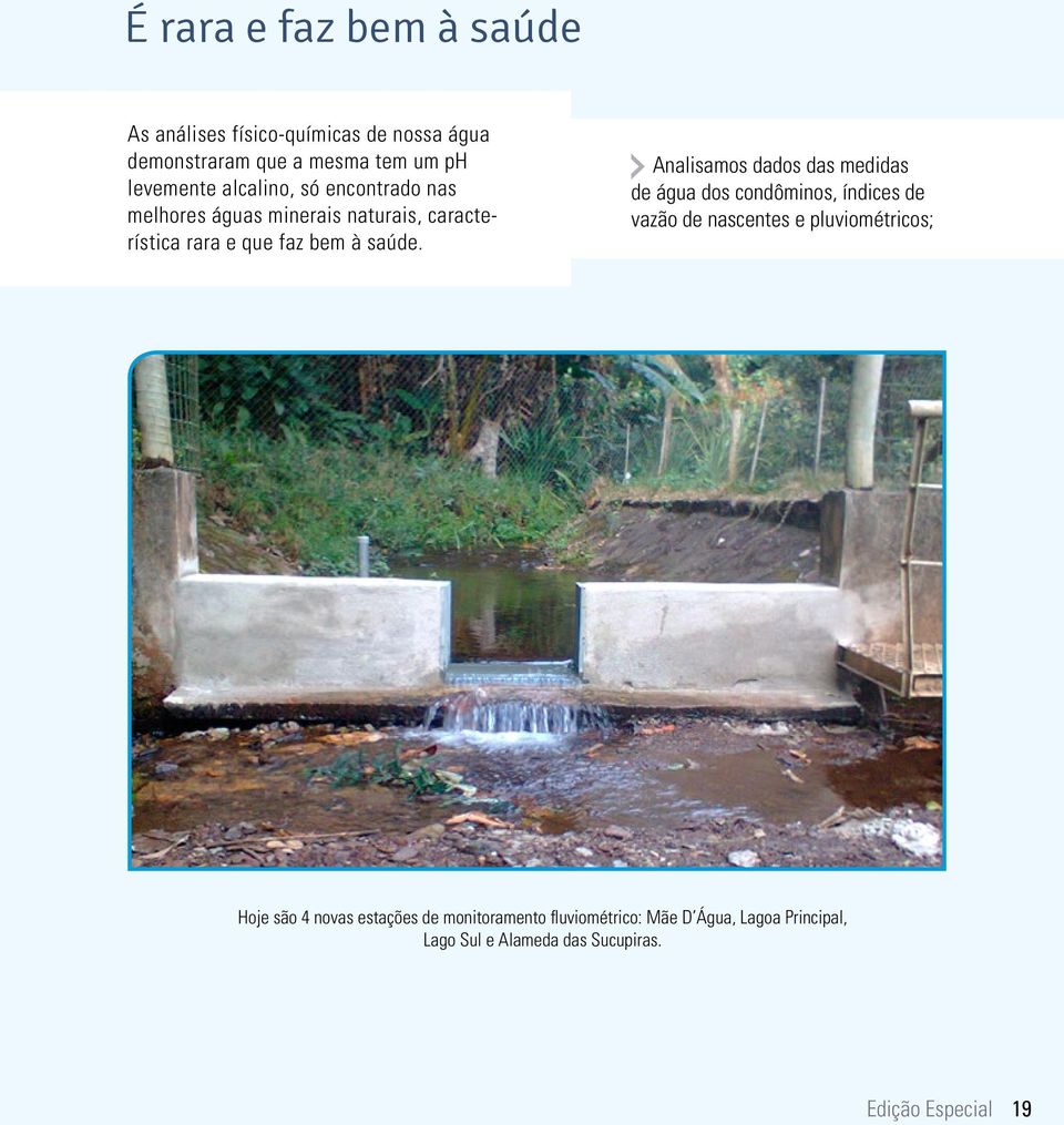 Analisamos dados das medidas de água dos condôminos, índices de vazão de nascentes e pluviométricos; Hoje são 4