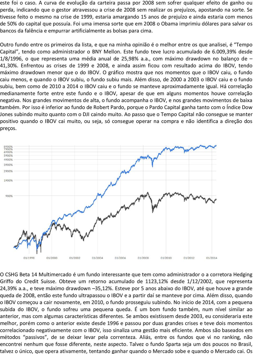 Se tivesse feito o mesmo na crise de 1999, estaria amargando 15 anos de prejuízo e ainda estaria com menos de 50% do capital que possuía.