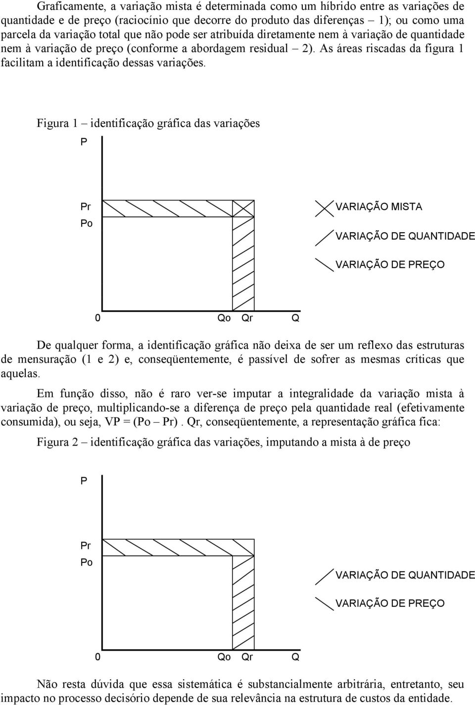 Figura 1 identificação gráfica das variações P Pr Po VARIAÇÃO MISTA VARIAÇÃO DE QUANTIDADE VARIAÇÃO DE PREÇO 0 Qo Qr Q De qualquer forma, a identificação gráfica não deixa de ser um reflexo das