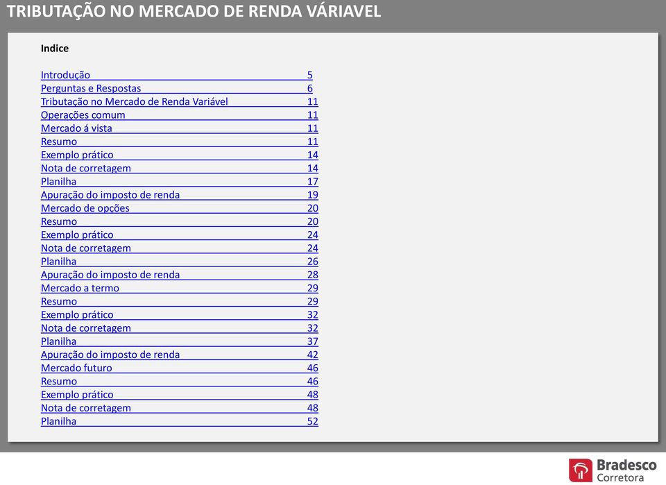 prático 24 Nota de corretagem 24 Planilha 26 Apuração do imposto de renda 28 Mercado a termo 29 Resumo 29 Exemplo prático 32 Nota de