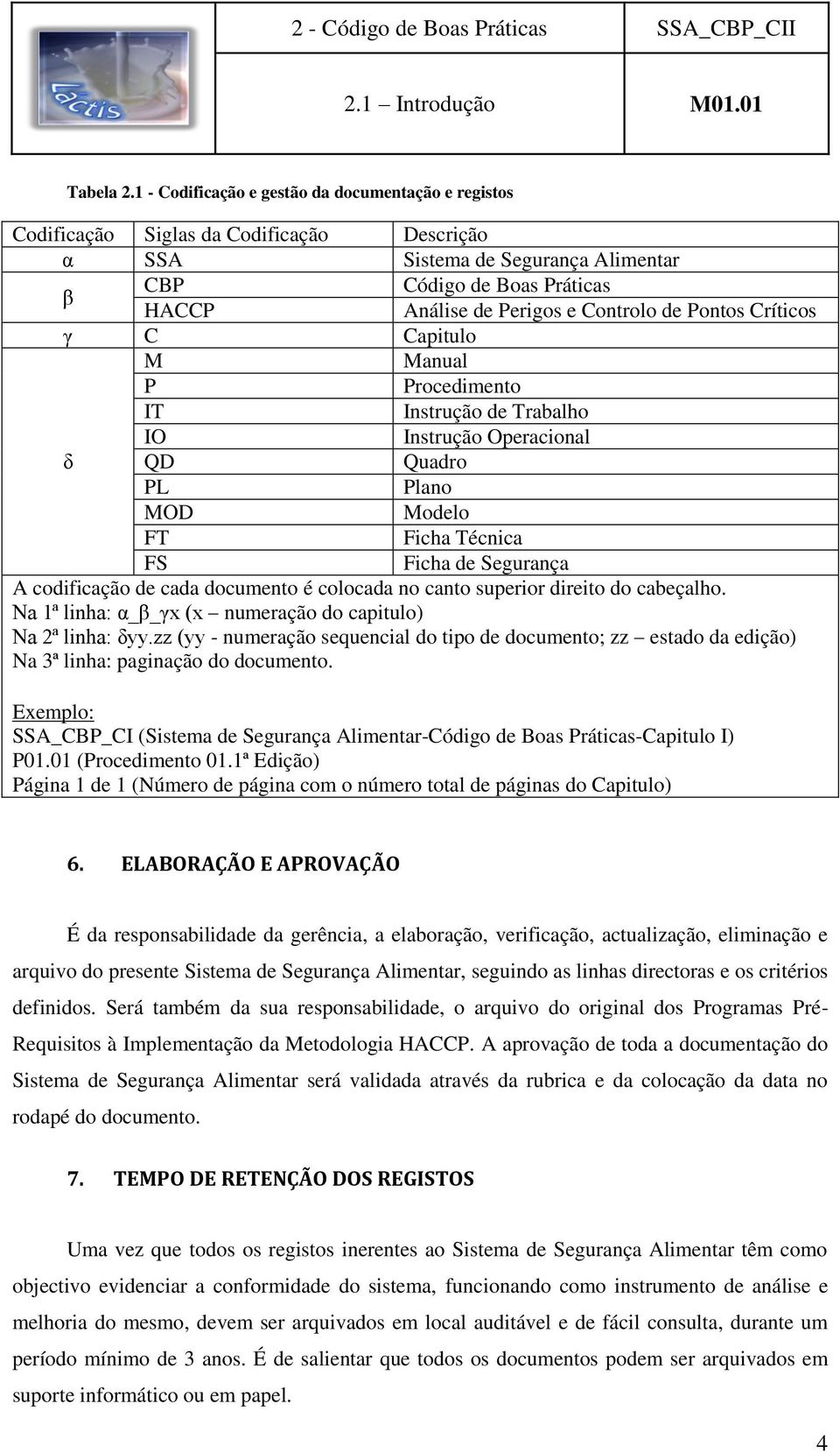 de Pontos Críticos γ C Capitulo M Manual P Procedimento IT Instrução de Trabalho IO Instrução Operacional δ QD Quadro PL Plano MOD Modelo FT Ficha Técnica FS Ficha de Segurança A codificação de cada