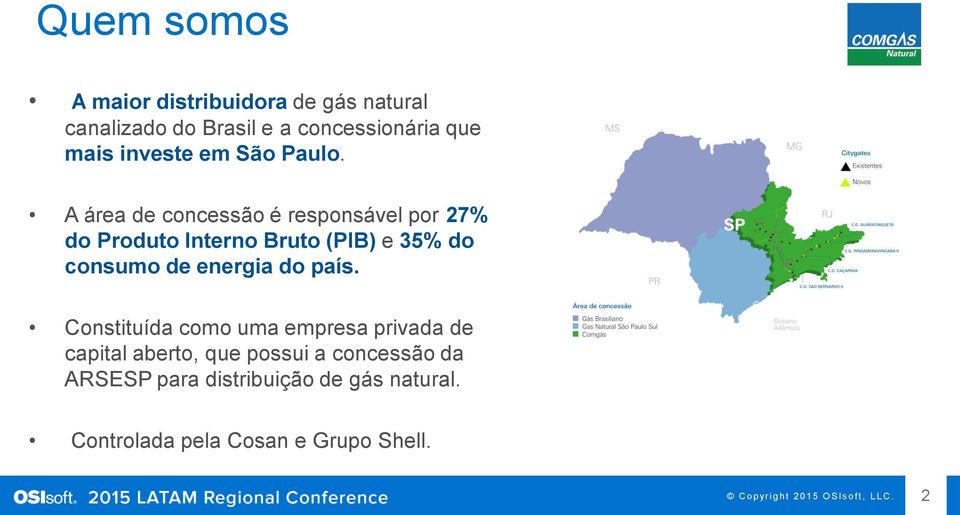 A área de concessão é responsável por 27% do Produto Interno Bruto (PIB) e 35% do consumo de