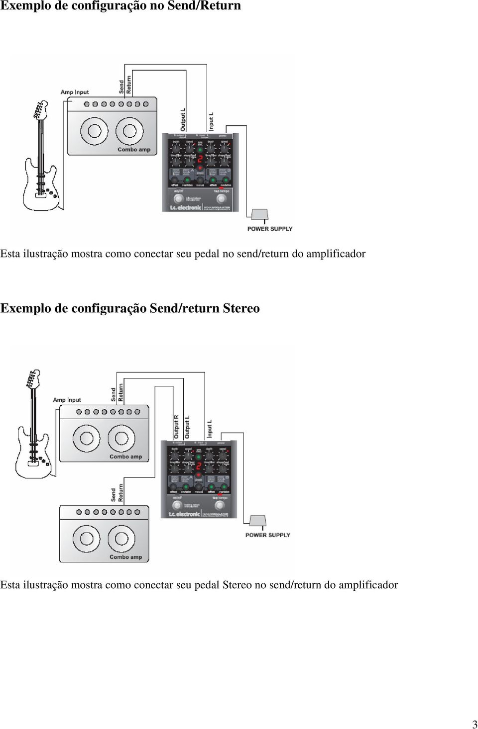 Exemplo de configuração Send/return Stereo Esta ilustração